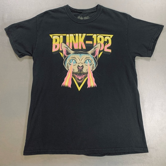 Blink 182 Mens Medium Laser Cat Black Graphic Print tshirt - Picture 1 of 7
